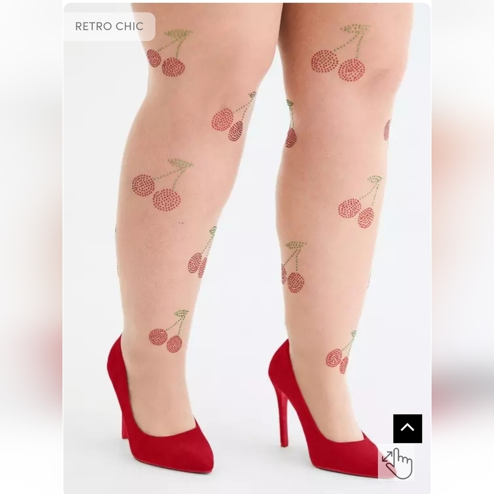 🆕️🍒 TORRID RETRO CHIC CHERRY RHINESTONE TIGHTS / STOCKINGS🍒